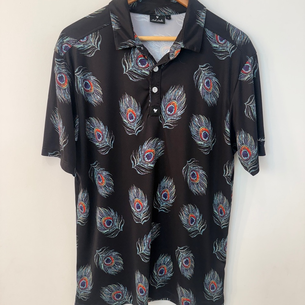 Black Peacock Feather Men's Golf Polo